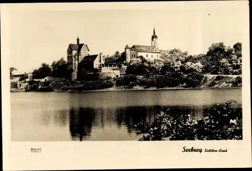 Ak Seeburg Mansfelder Land, Blick auf Kirche, See