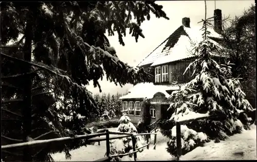 Ak Wernigerode am Harz, Berggasthaus am Armeleuteberg, Winter