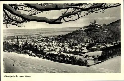 Ak Wernigerode am Harz, Ortsansicht im Schnee