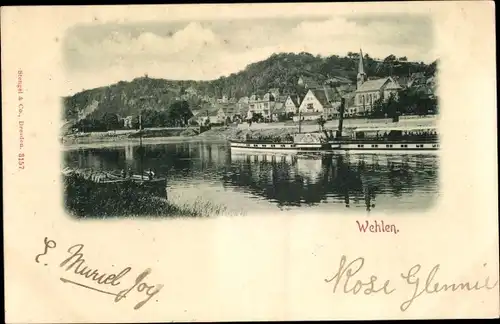 Ak Wehlen an der Elbe Sachsen, Ortsansicht von der Elbe aus