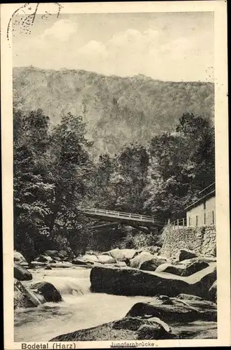 Ak Thale im Harz, Bodetal, Jungfernbrücke