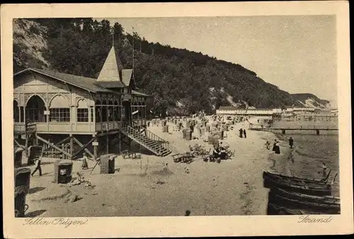 Ak Ostseebad Sellin auf Rügen, Strand, Badeanstalt