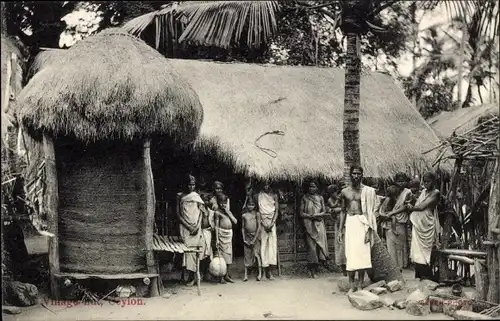 Ak Sri Lanka Ceylon, Village, Dorfpartie, Einheimische