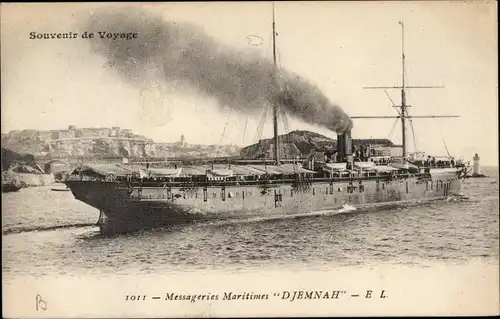Ak Paquebot Djemnah, Messageries Maritimes, MM, Dampfschiff