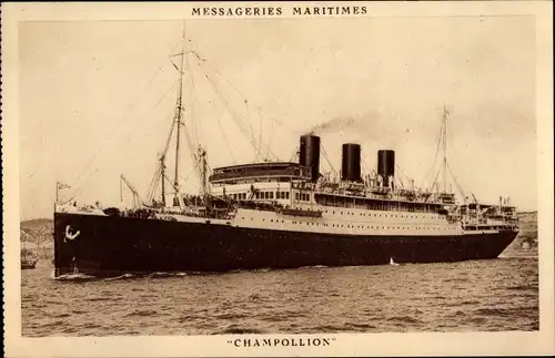 Ak Dampfer Champollion, Passagierschiff, Messageries Maritimes