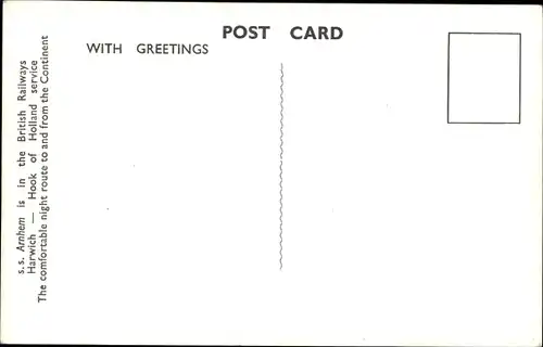Ak Dampfschiff SS Arnhem, British Railways