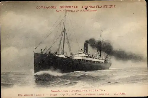 Ak Paquebot Marechal Bugeaud, Dampfschiff, CGT, French Line