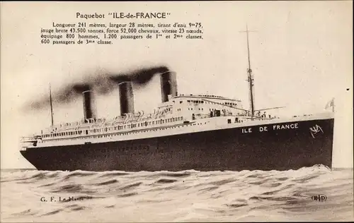 Ak Paquebot Ile de France, CGT