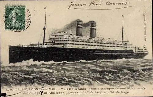 Ak Boulogne sur Mer Pas de Calais, Schiff Le Rotterdam