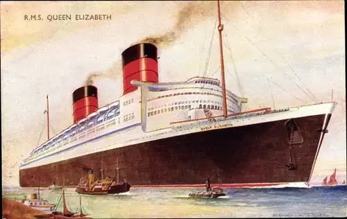 Künstler Ak RMS Queen Elizabeth, Passagierdampfer