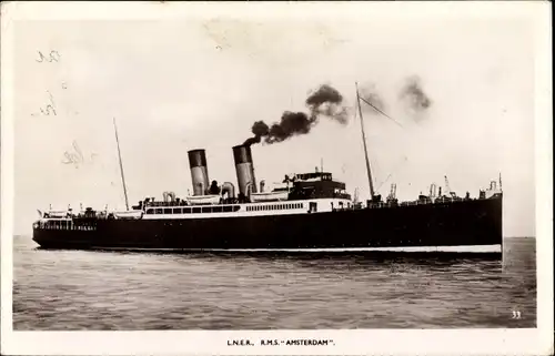 Ak Dampfschiff SS Amsterdam, LNER, Fährschiff