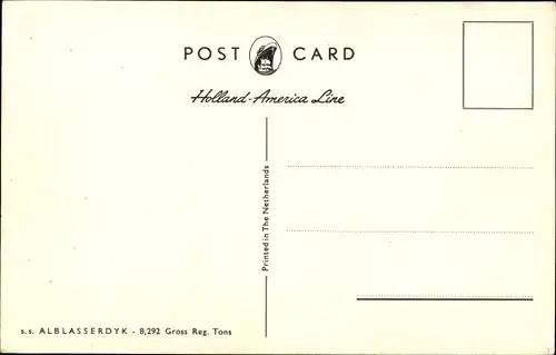 Ak Dampfer SS Alblasserdyk, Holland America Line, HAL, Frachtschiff