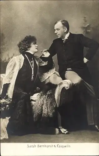 Ak Schauspieler Sarah Bernhardt und Coquelin, Portrait