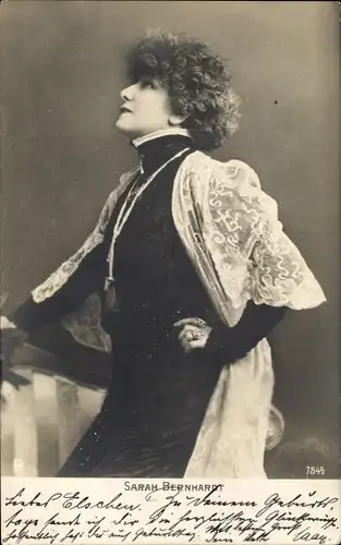 Ak Französische Schauspielerin Sarah Bernhardt, Profilansicht