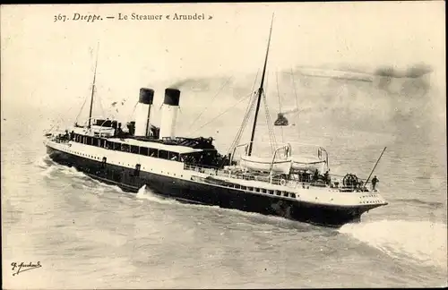 Ak Dieppe Seine Maritime, Fährschiff Arundel, Southern Railway