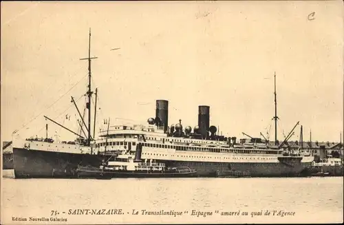 Ak Saint Nazaire Loire Atlantique, Paquebot Espagne, CGT