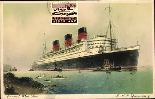 Ak Dampfer RMS Queen Mary, White Star Line