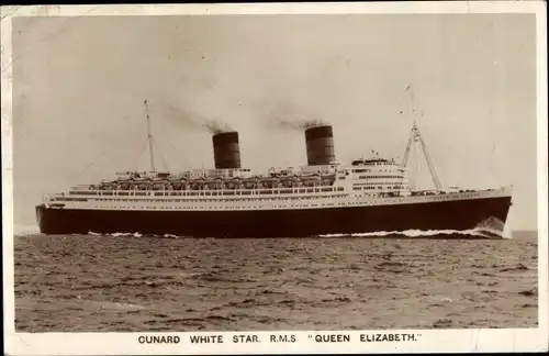 Ak Cunard White Star Line, RMS Queen Elizabeth, Dampfschiff