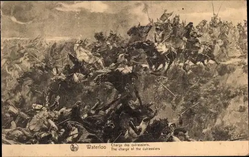 Ak Waterloo Wallonisch Brabant, Charge des cuirassiers