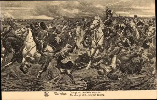 Ak Waterloo Wallonisch Brabant, Charge de cavalerie anglaise