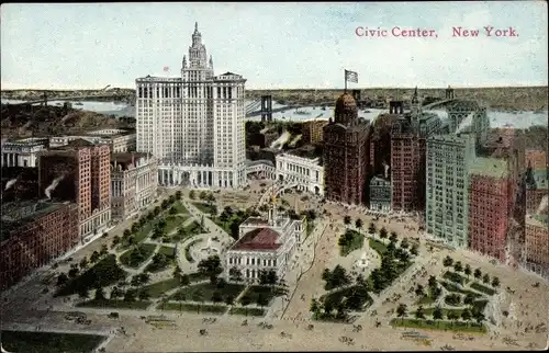 Ak New York City USA, Civic Center