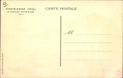 Künstler Ak Le Touquet Paris Plage Pas de Calais, Westminster Hotel