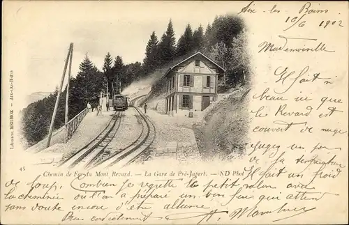 Ak Aix les Bains Savoie, Chemin de Fer du Mont Revard, La gare de Pré Japert