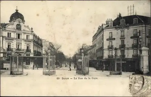 Ak Dijon Côte d'Or, La Rue de la Gare