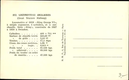 Ak Britische Eisenbahn, Great Western Railway, locomotive King George VI, Tender 6028, Dampflok