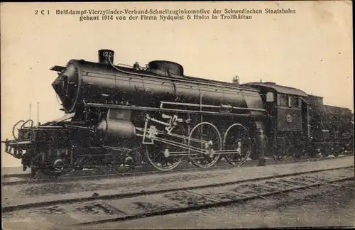Ak Schwedische Eisenbahn, Dampflok, Schwedische Staatsbahn