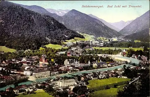 Ak Bad Ischl in Oberösterreich, Gesamtansicht, Trauntal