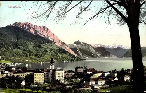 Ak Gmunden in Oberösterreich, Ort, Berge