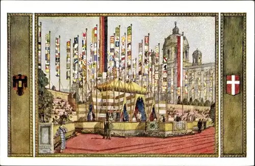 Wappen Künstler Ak Schüle, Wien I Innere Stadt, Festzelt am Burgring, 10 Deutsches Sängerbundesfest