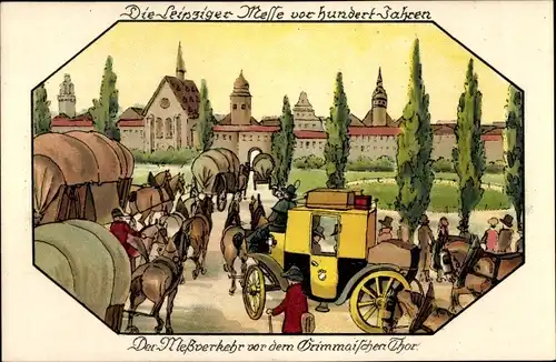 Ak Leipzig in Sachsen, Leipziger Messe, Messverkehr vor dem Grimmaischen Tor