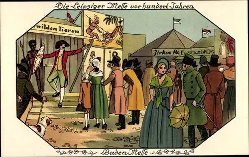 Ak Leipzig in Sachsen, Leipziger Messe vor hundert Jahren, Buden Messe, Afrika Schau