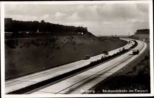 Ak Duisburg im Ruhrgebiet, Reichsautobahn am Tierpark