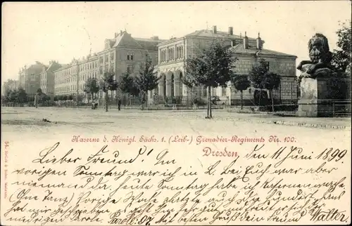 Ak Dresden Neustadt, Kaserne d. Kgl. Sächs. 1. Leib-Grenadier-Regiments Nr. 100