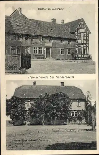 Ak Helmscherode Bad Gandersheim, Gasthof W. Volkerding, Herrenhaus auf dem Gutshof