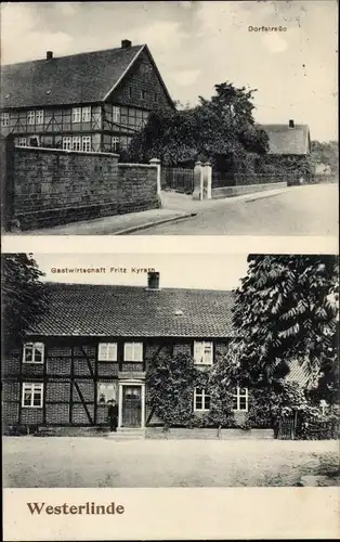 Ak Westerlinde Burgdorf in Niedersachsen, Dorfstraße, Gastwirtschaft Fritz Kyrath