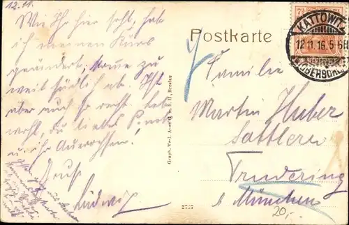 Ak Katowice Kattowitz Oberschlesien, Bahnhof, Hauptportal