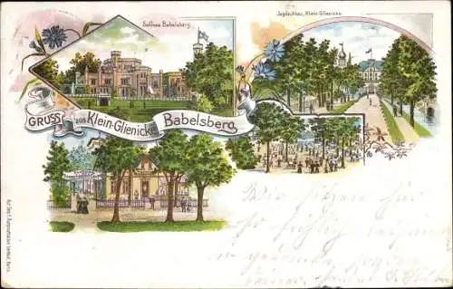 Litho Klein Glienicke Babelsberg Potsdam in Brandenburg, Schloss Babelsberg, Jagdschloss