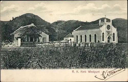 Ak Curaçao Niederländische Antillen Karibik, R. K. Kerk Westpunt