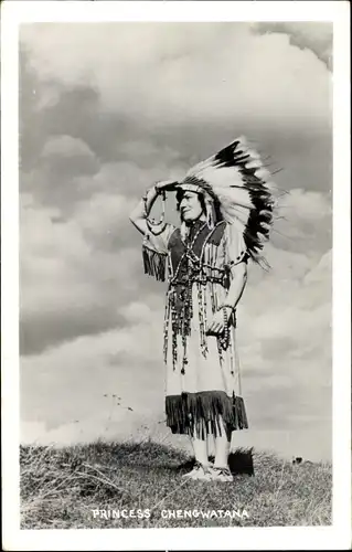 Ak Indianerin, Princess Chengwatana, Federbusch