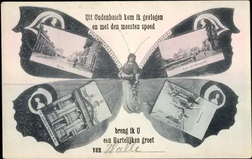 Schmetterling Ak Oudenbosch Nordbrabant, Agatha en Barbara Kerk, Markt