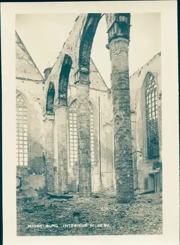 Foto Middelburg Zeeland Niederlande, Interieur N. Kerk, Kirchenruine