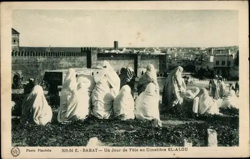 Ak Rabat Marokko, Un jour de fête au cimetière El Alou