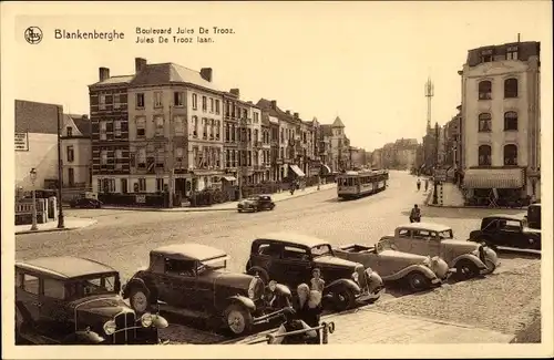 Ak Blankenberghe Blankenberge Westflandern, Boulevard Jules De Trooz, Straßenbahn, Autos