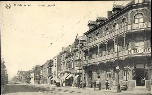 Ak Middelkerke Westflandern, Avenue Leopold, Hotel de la Digue