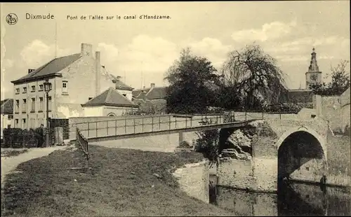 Ak Diksmuide Dixmude Westflandern, Laanbrug over de vaart van Handzame