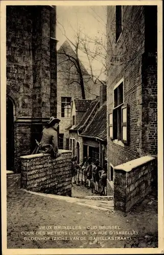 Ak Brüssel Belgien, Vue de la Cour des Métiers, Gildenhof, Exposition 1935